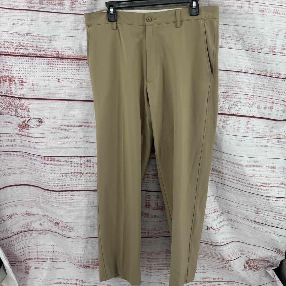 FootJoy Golf Pants Mens 34x32 Performance Khaki Tan Flat Front‎ Athletic Casual